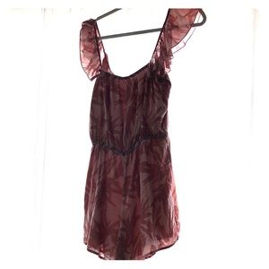 Amuse Society off shoulder pink leaf print romper